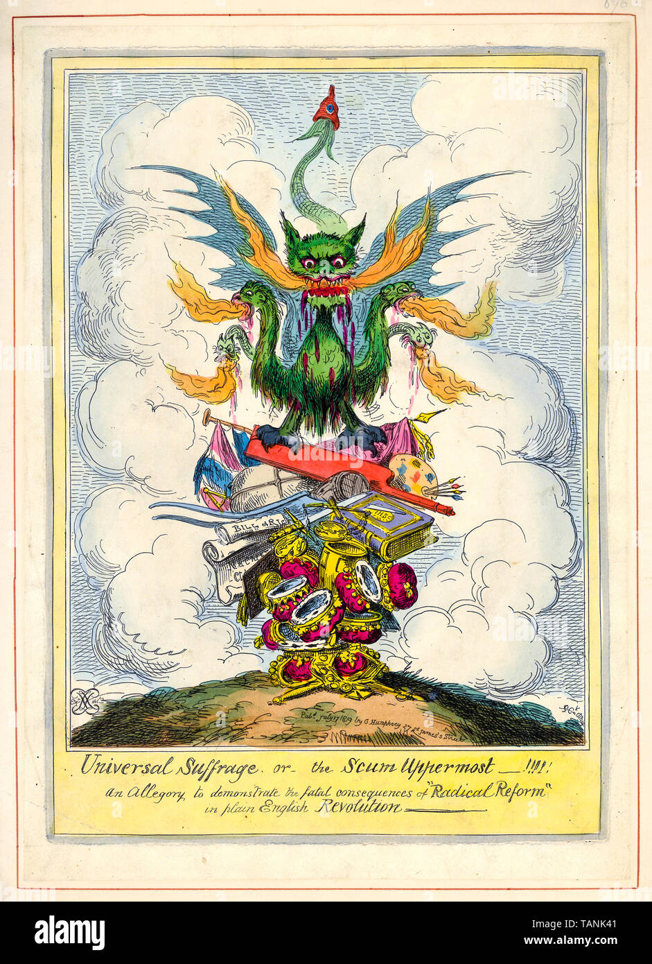 Allgemeine Wahlen oder der Abschaum Oberste, politische Karikatur, Abstimmung reform, Gravur, 1819 Stockfoto
