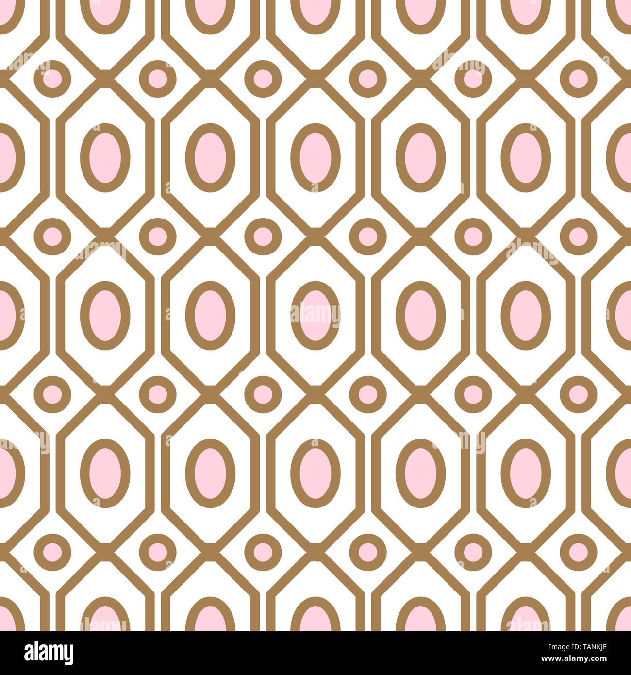 Art déco-geometrische Muster mit Net gem Ashapes in Gold und Rot Farben. Stock Vektor