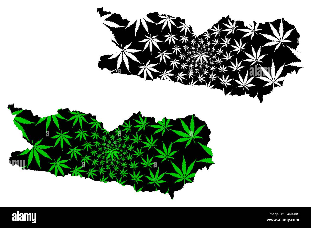 Kärnten (Republik Österreich, Österreich) Karte ist Cannabis blatt grün und schwarz ausgelegt, Kärnten Karte aus Marihuana (Marihuana, THC) Foli Stock Vektor