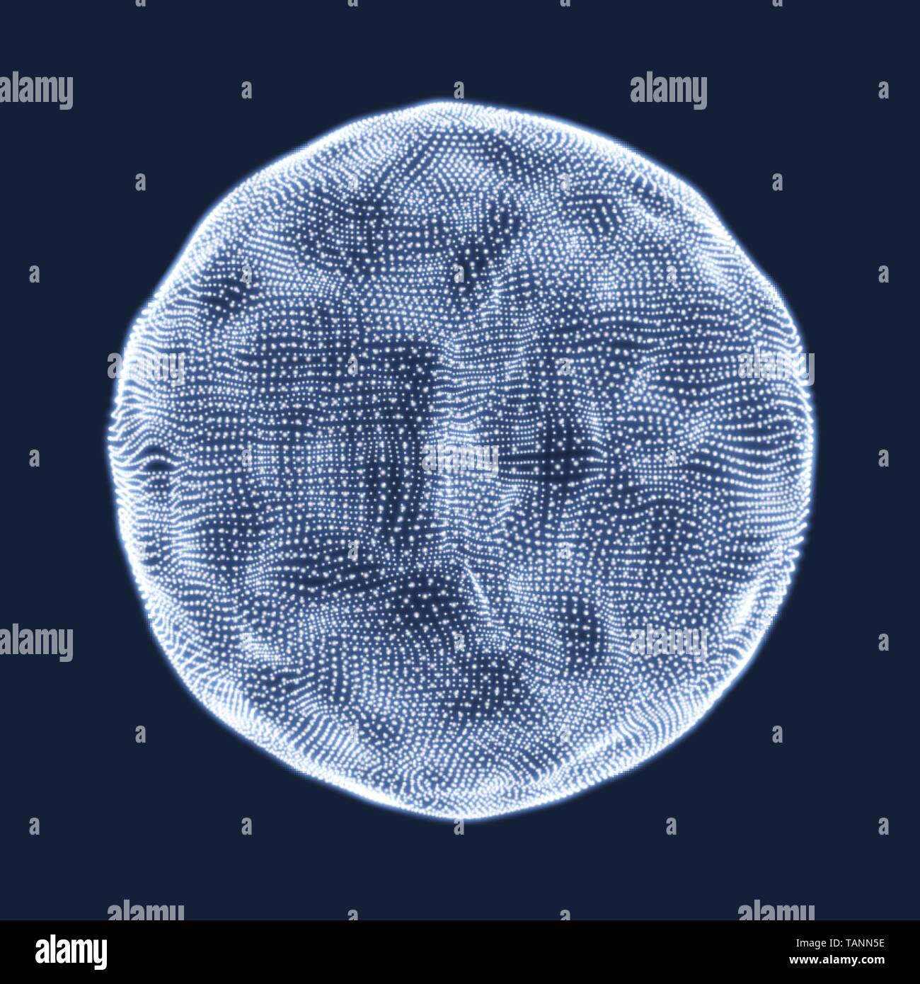 Die Kugel, bestehend aus Punkten. Abstrakte Globus Grid. Bereich Illustration. 3D-Grid Design. Technologie Konzept. Vector Illustration. Stock Vektor