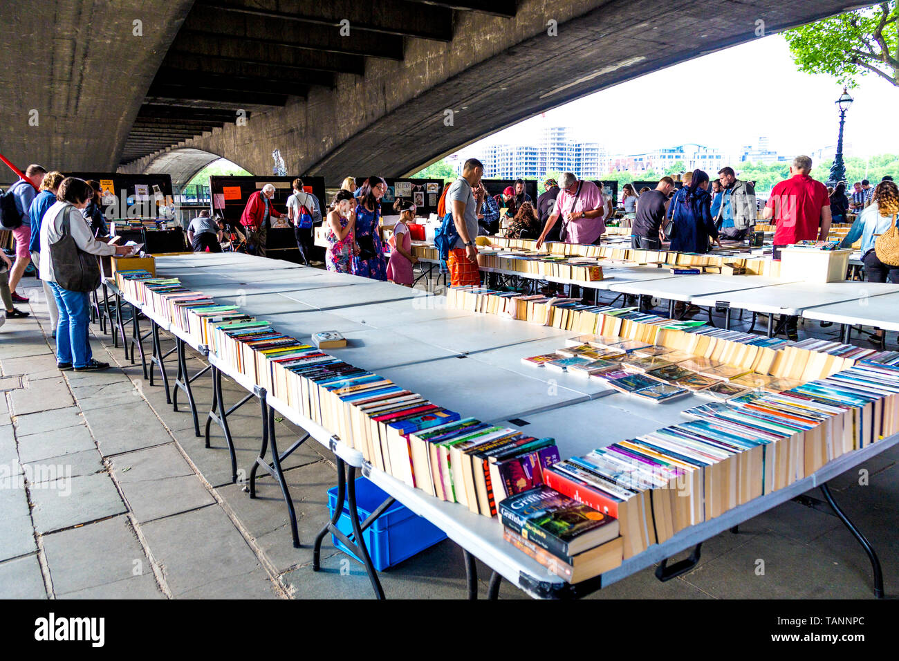 Southbank Centre antikes Buch Markt unter der Waterloo Bridge, London, UK Stockfoto