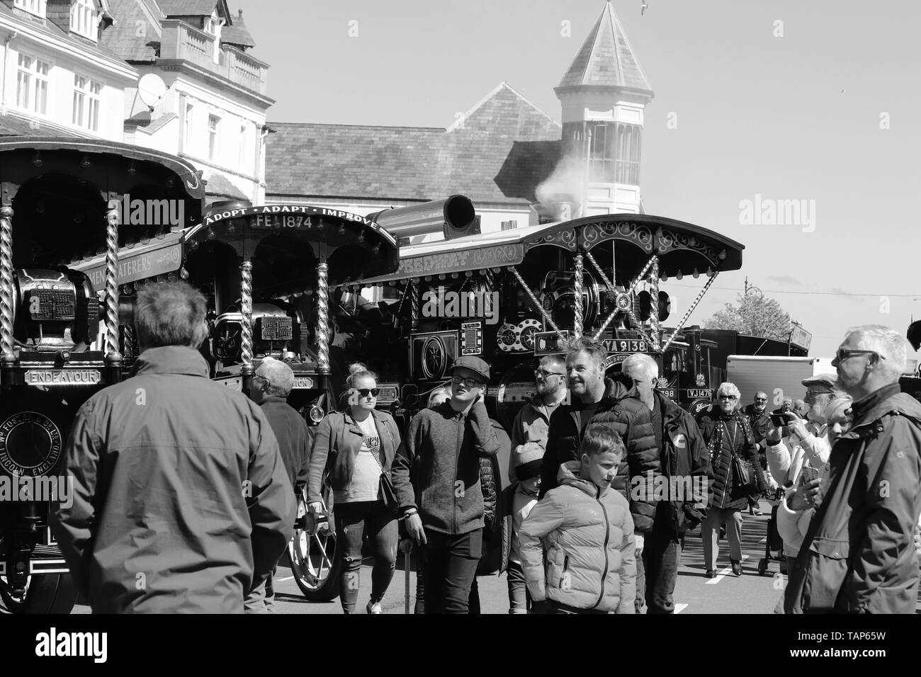 Llandudno Viktorianischen extravaganza Festival findet jedes Jahr am ersten Wochenende kann, sein über die Hauptstraße in Llandudno nimmt Stockfoto