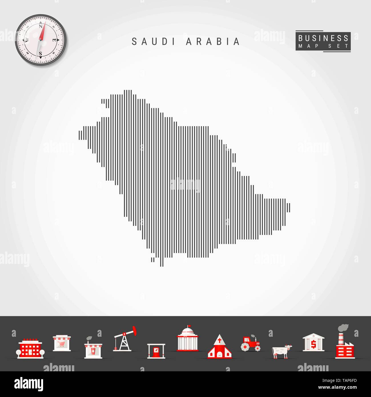 Vektor vertikale Linien Muster Karte von Saudiarabien. Gestreift