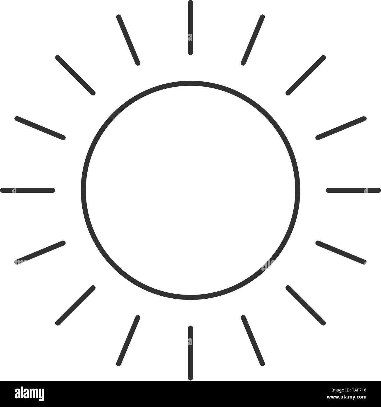 Sun Symbol Leitung, umriss Vektor, linear style Piktogramm, sonnigem Wetter Symbol, Logo Illustration. Editierbare Schlaganfall. Vector Illustration isoliert Stock Vektor
