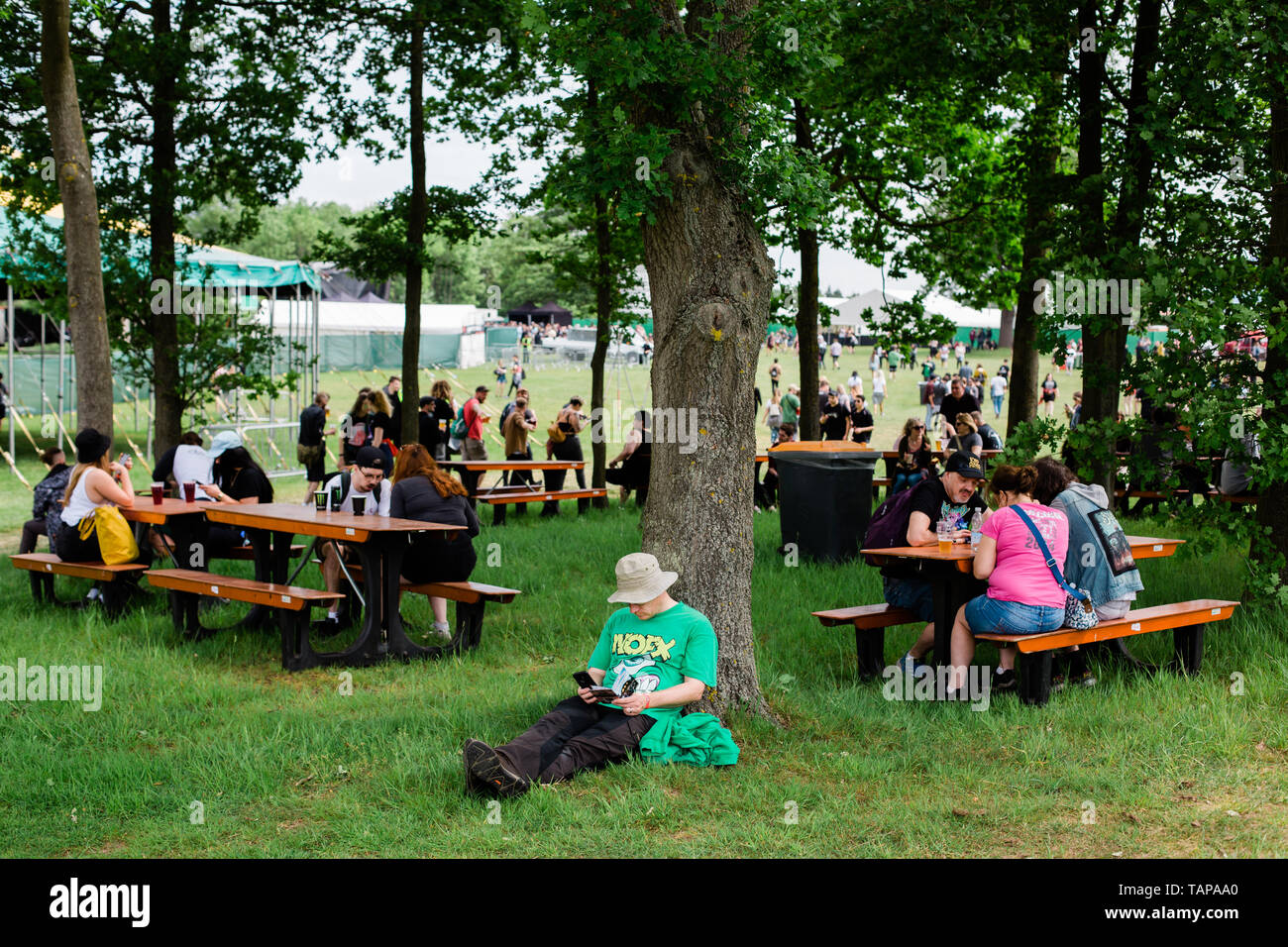 Hatfield, Großbritannien, 26. Mai 2019. Wetter von Sonnenschein und Duschen während der Slam Dunk South Festival gemischt. Credit: Richard Etteridge/Alamy leben Nachrichten Stockfoto