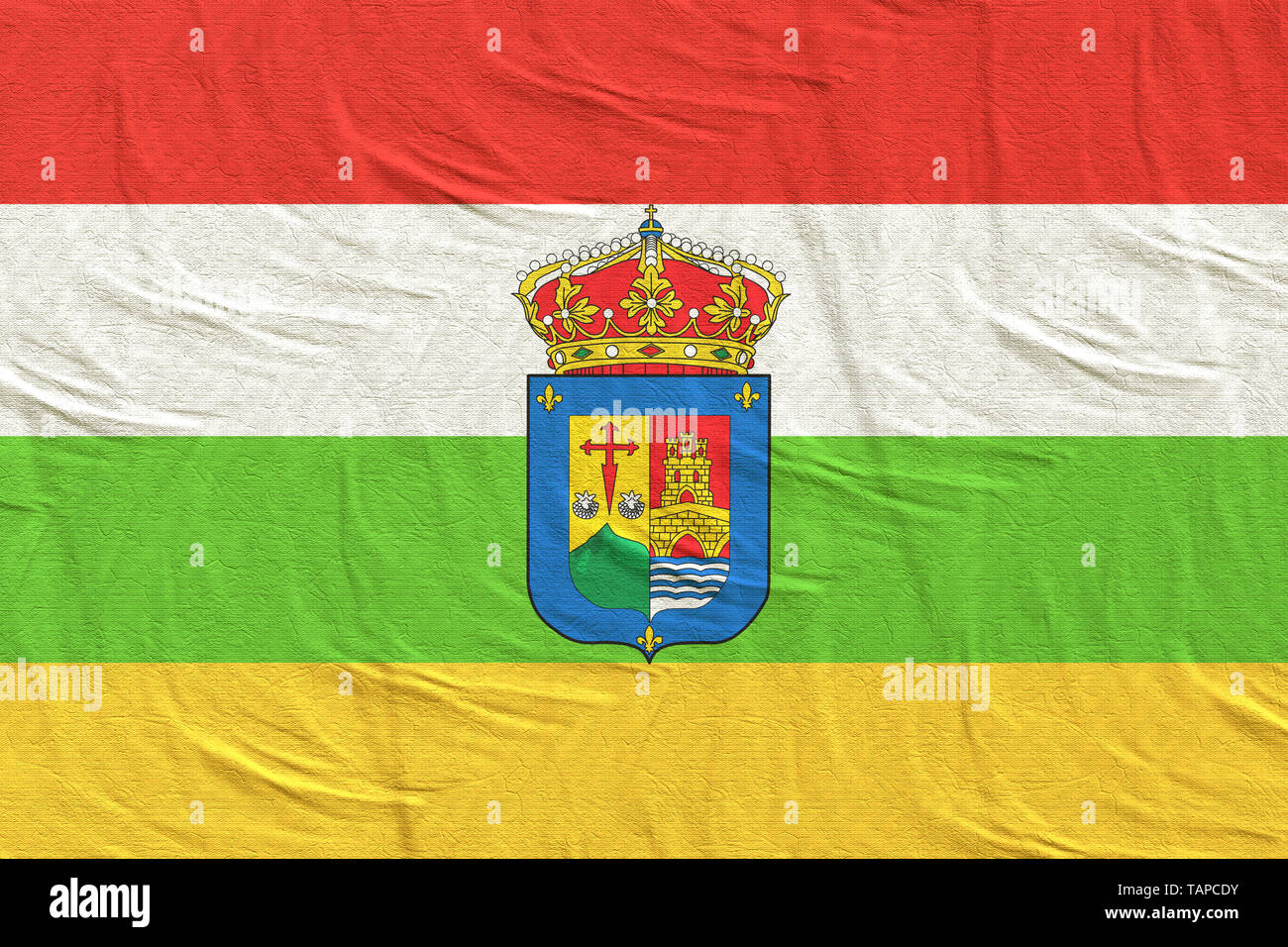 3D-Rendering eines spanischen La Rioja Gemeinschaft Flagge Seide Stockfoto