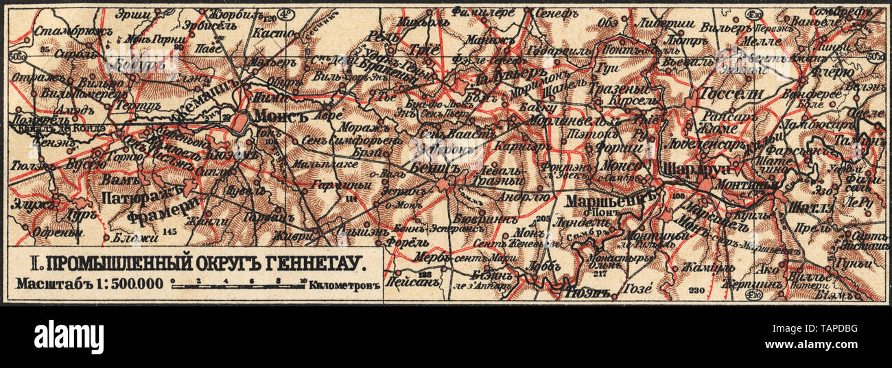 Karte des Industriebezirks Hennegau Neuer Tabellenatlas A.F. Marcks 1910 Stockfoto