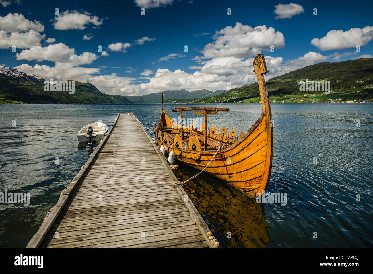 Replica Viking lange Boot, Gloppenfjord, Norwegen Stockfoto