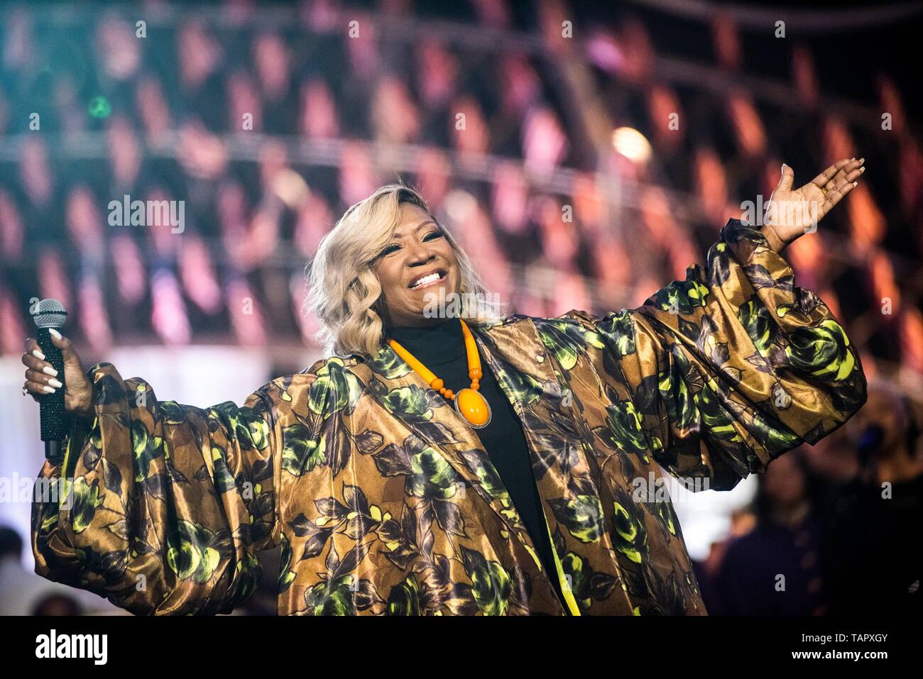 Sängerin Patti LaBelle führt auf der Bühne während der Nationalen Gedenkstätte Tag Konzert auf dem West Rasen der U.S. Capitol, 26. Mai 2019 in Washington, D.C. Das Konzert in Erinnerung an Service Mitglieder, die ihr Leben für das Land gab. Stockfoto