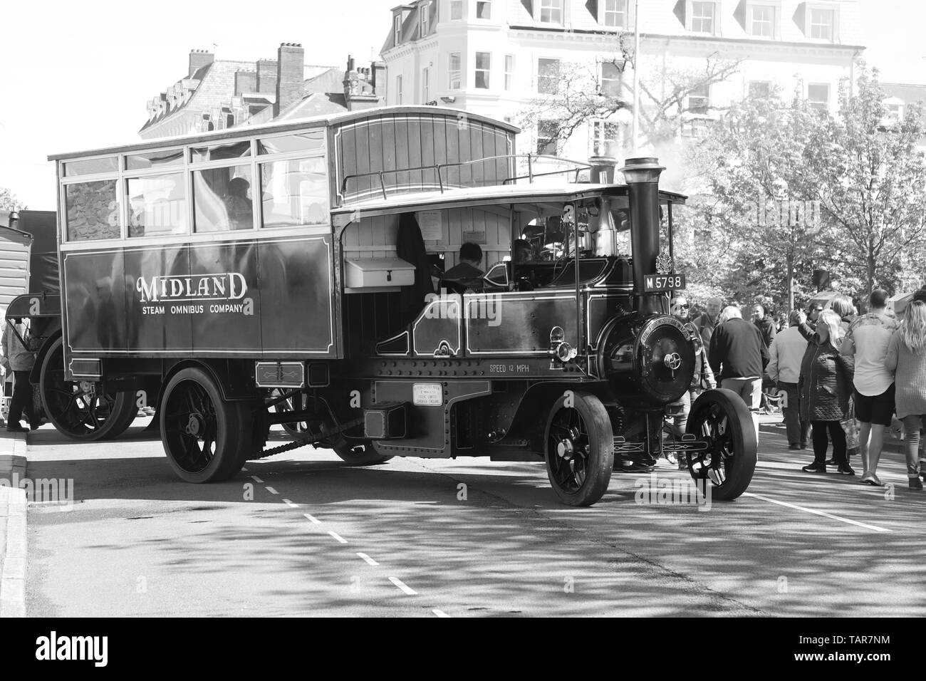 Llandudno Viktorianischen extravaganza Festival findet jedes Jahr am ersten Wochenende kann, sein über die Hauptstraße in Llandudno nimmt Stockfoto