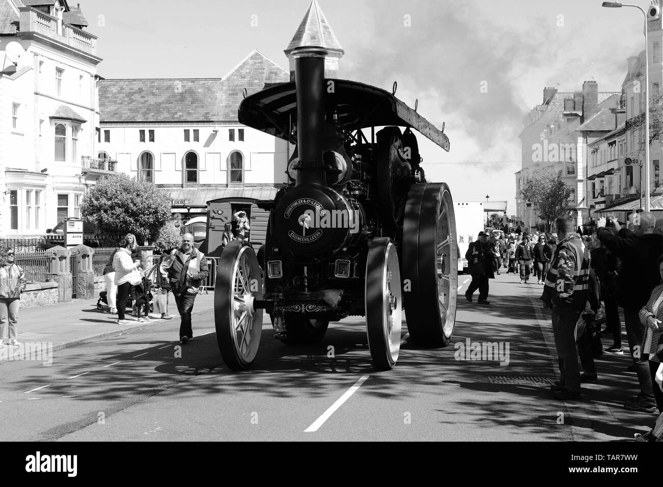 Llandudno Viktorianischen extravaganza Festival findet jedes Jahr am ersten Wochenende kann, sein über die Hauptstraße in Llandudno nimmt Stockfoto