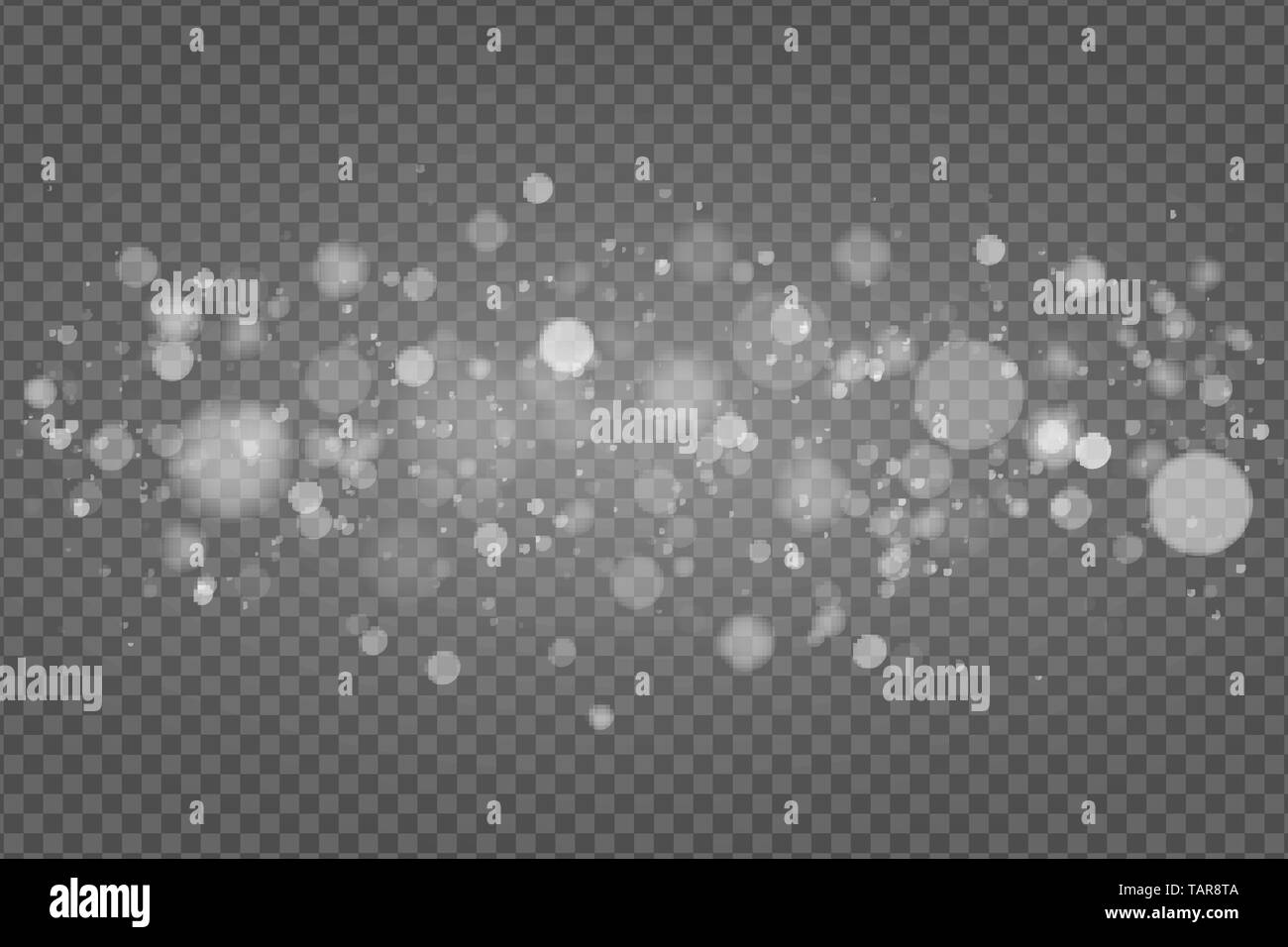 Abstrakte Lichteffekt. Lichter bokeh auf transparentem Hintergrund isoliert. Weißes Leuchten. Cloud random verschwommene Flecken. Vector Illustration EPS 10. Stock Vektor