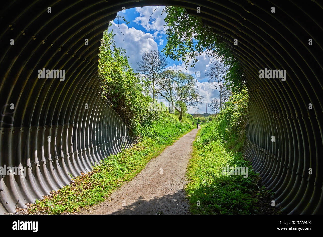 Stillgelegte Bahnstrecke, die alte Zementfabrik bei langen Itchington in Warwickshire, die Lias Line, mit Plänen, wieder zu öffnen, die als neue Greenway Stockfoto