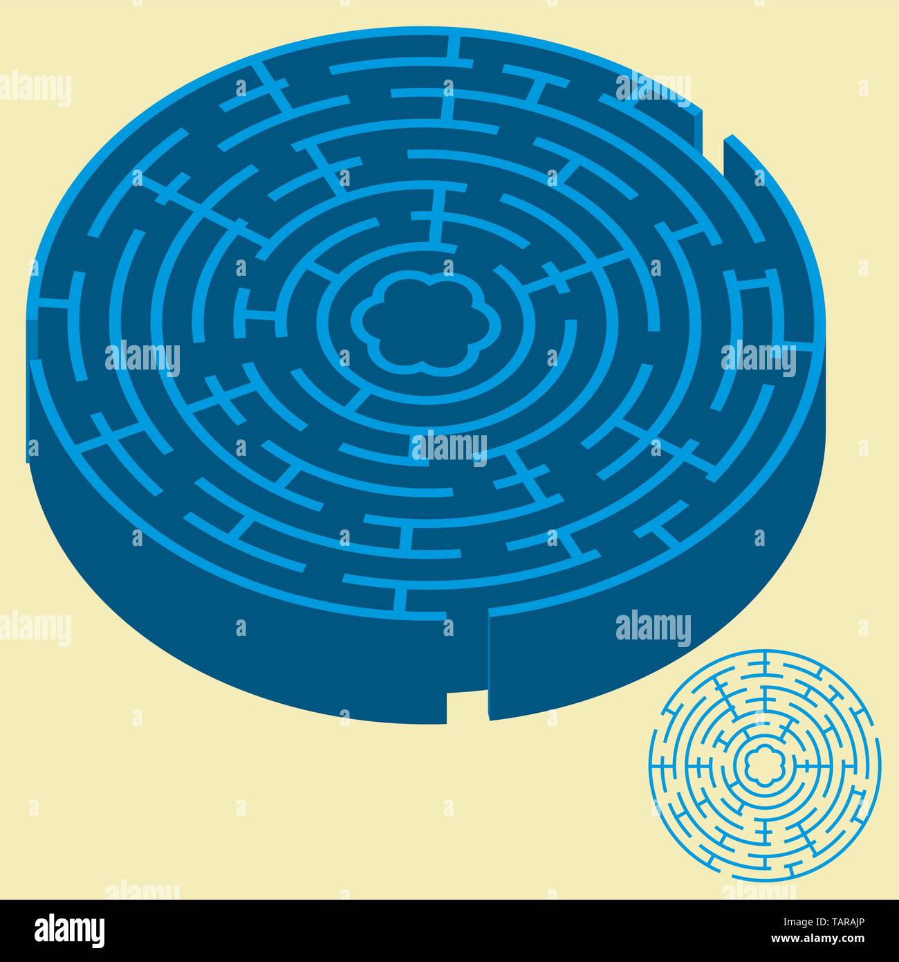 2D- und 3D-labyrint in Blau. Bearbeitbar. Vector Illustration.eps 10. Stock Vektor