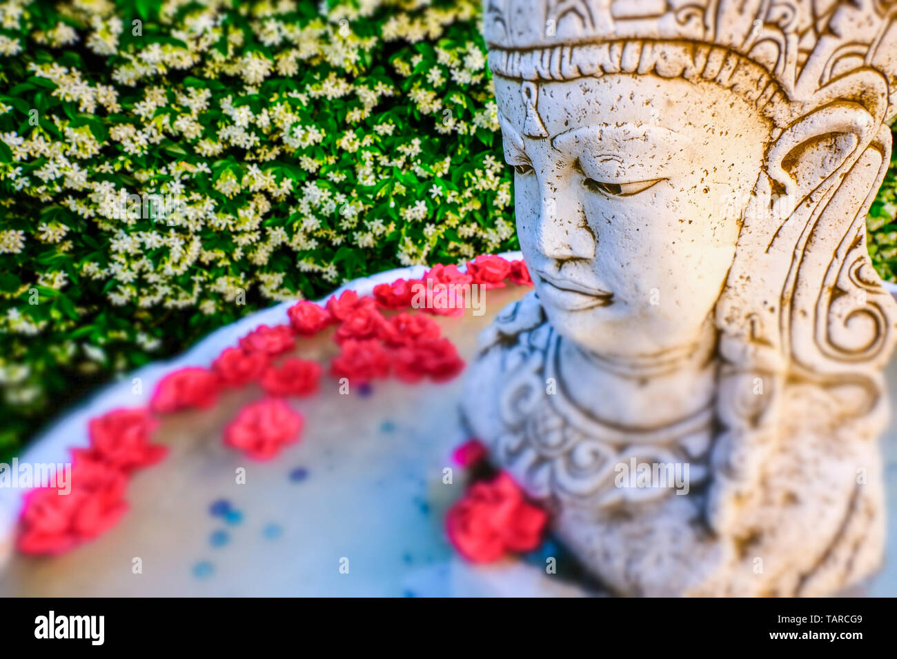 Brahma Statue in einem Garten. Stockfoto