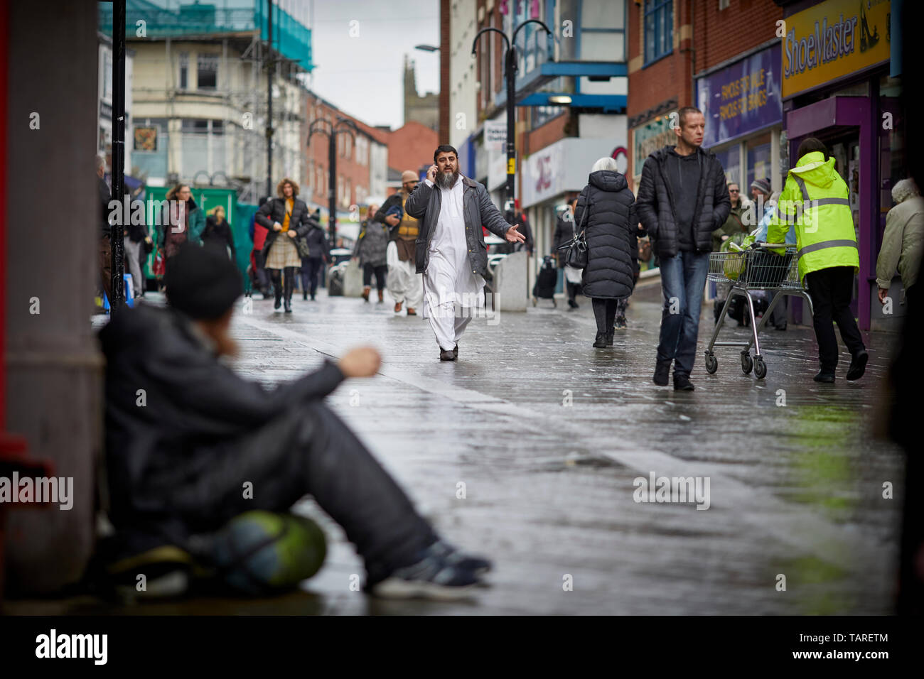 Rochdale's Reaktion auf die Neuseeland Angriffe im Bild der Innenstadt Yorkshire Street Stockfoto