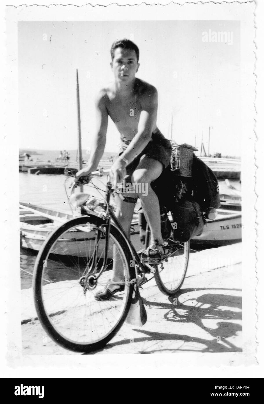 Fahrrad Reiter, Sanary-sur-Mer, Var, Provence-Alpes-Côte d'Azur, Frankreich Stockfoto