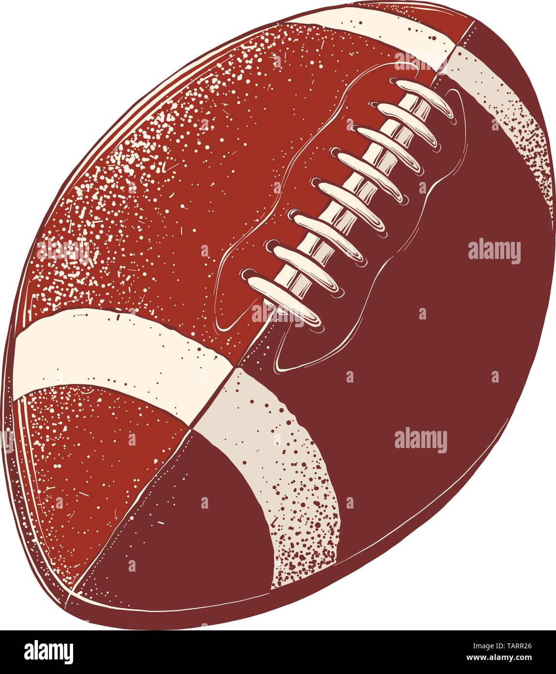 Vektor Zeichnung der Rugby Ball in Farbe, auf weißem Hintergrund. Grafische Darstellung, von Hand zeichnen. Zeichnung für Poster, Dekoration und Drucken Stock Vektor