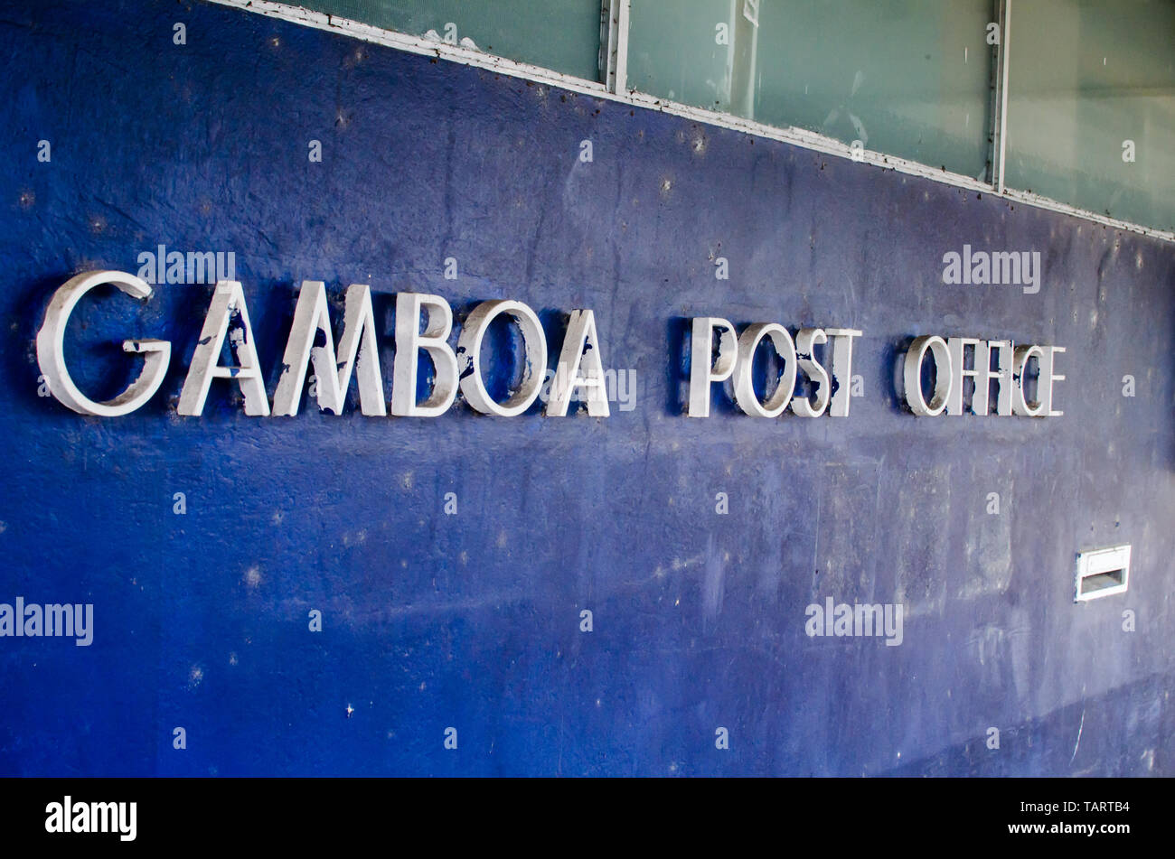 Details der alle Gamboa Postgebäude in Gamboa, einer kleinen Stadt im Panamakanal Ufer Stockfoto