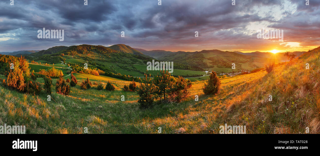 Slowakei Alm Sonnenuntergang, Panorama Stockfoto
