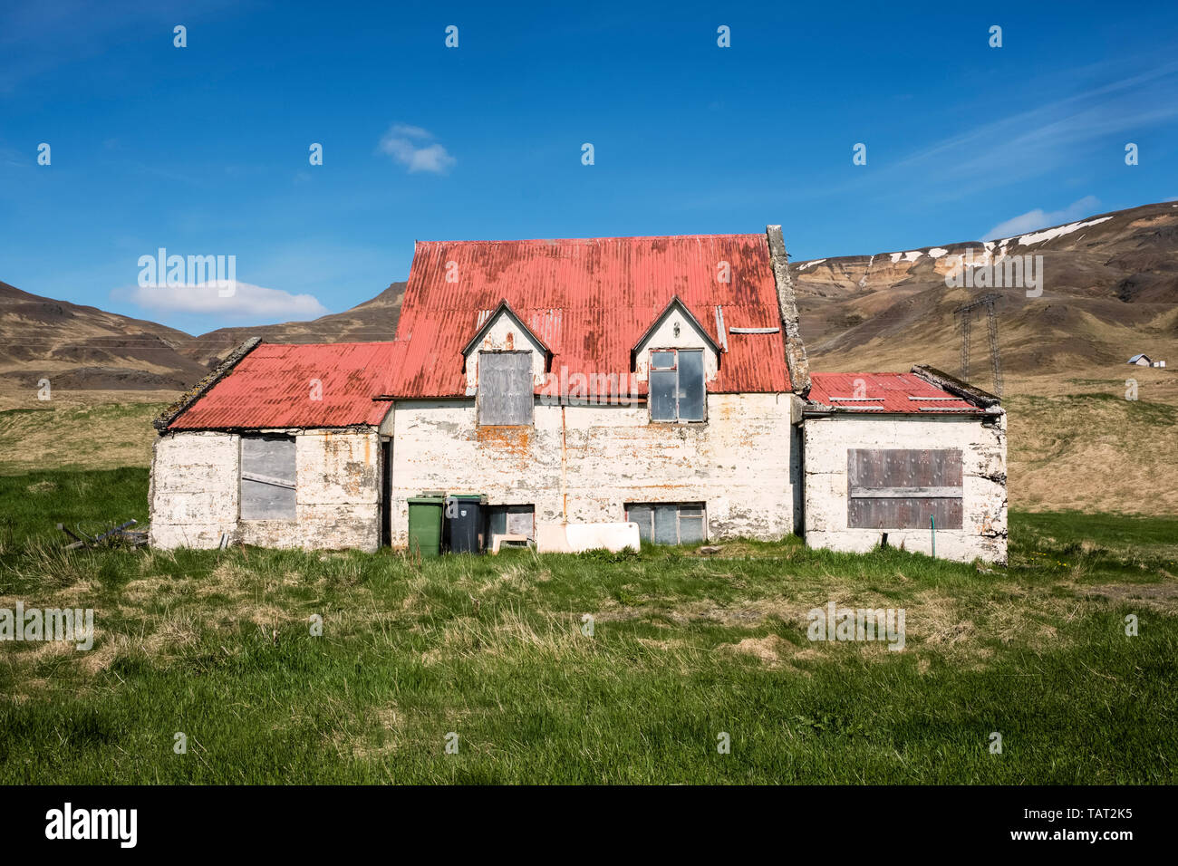 Ein verlassenes Bauernhaus in Hvalfjörður, SW-Island Stockfoto