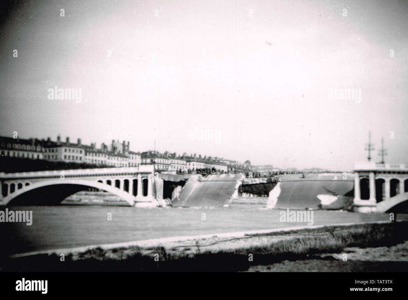 August 1944: Deutsche Truppen zerstören die Brücken in Lyon, Rhone, Frankreich Stockfoto