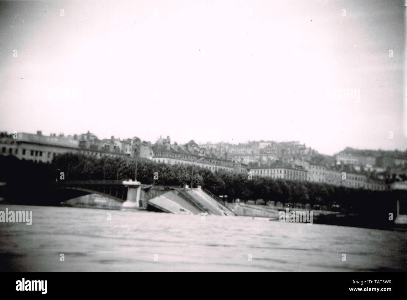 August 1944: Deutsche Truppen zerstören die Brücken in Lyon, Rhone, Frankreich Stockfoto