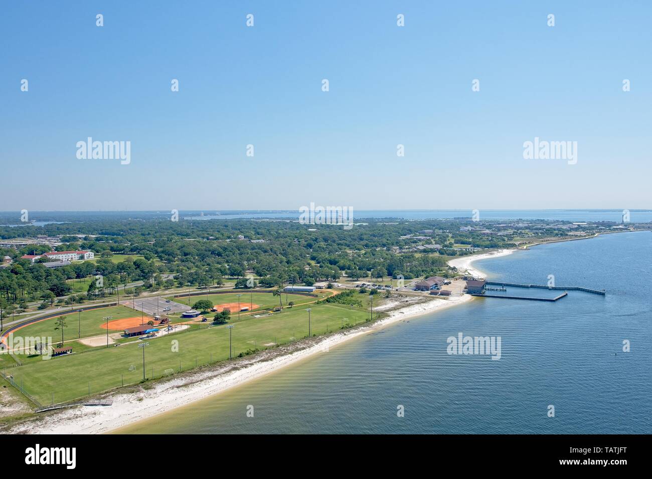 Ein Luftbild der Naval Station Pensacola, Florida, USA Stockfoto