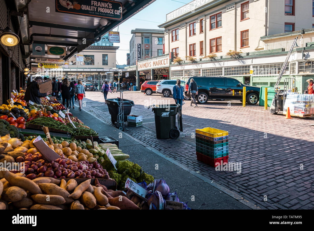 Frisch saftig und bunte Früchte stehen in Pike Place Market, Seattle. Stockfoto