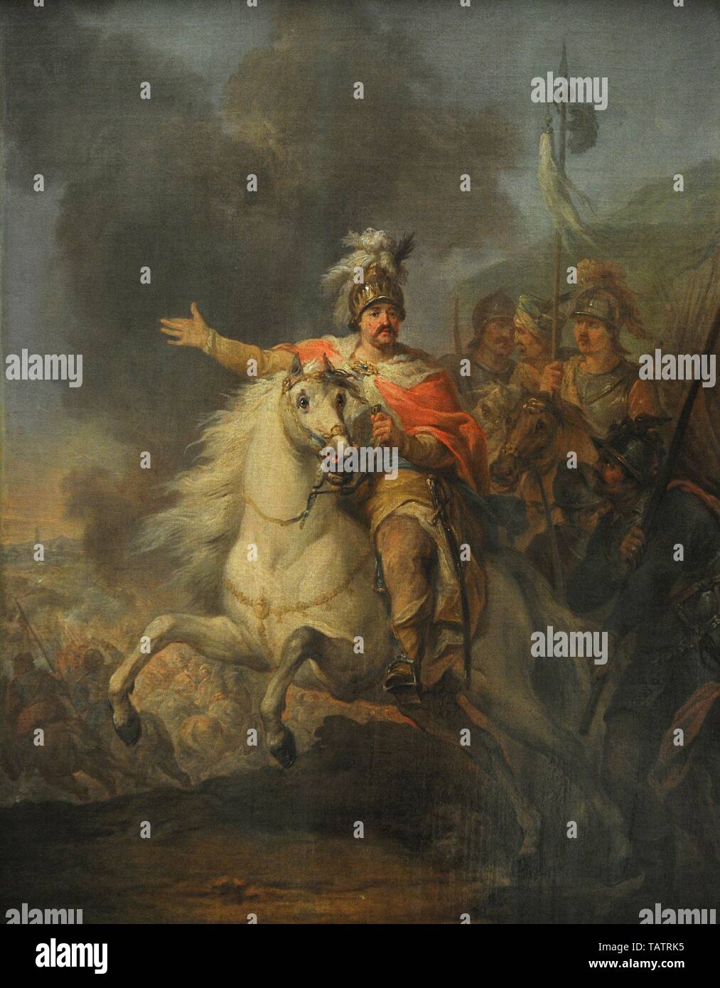 Juan III Sobieski (1629-1696). Rey de Polonia y Gran Duque de Litauen. Sobieski de La Batalla de Viena (11 de Septiembre de 1683). Pintura de Marcello Bacciarelli (1731-1818), 1796. Galería de Arte Del Siglo XIX Polaco (Lonja de los Paños, Sukiennice). Museo Nacional de Cracovia. Polonia. Stockfoto Juan III Sobieski (1629-1696). Rey de Polonia y Gran Duque de Litauen. Sobieski de La Batalla de Viena (11 de Septiembre de 1683). Pintura de Marcello Bacciarelli (1731-1818), 1796. Galería de Arte Del Siglo XIX Polaco (Lonja de los Paños, Sukiennice). Museo Nacional de Cracovia. Polonia. Stockfoto