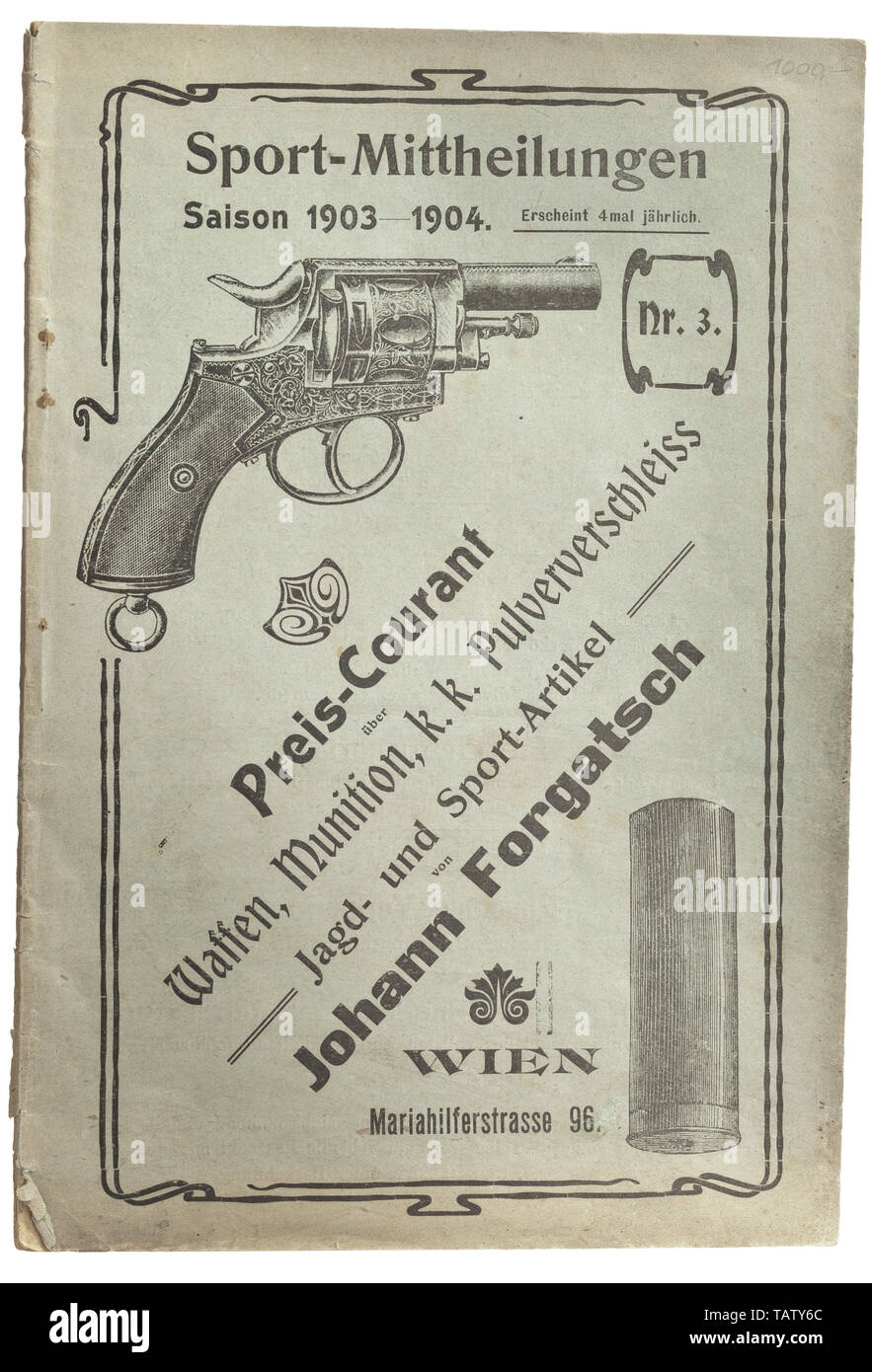 Gewehre, Literatur, Waffe und Munition Katalog J. Forgatsch, Wien, 1903, Additional-Rights - Clearance-Info - Not-Available Stockfoto