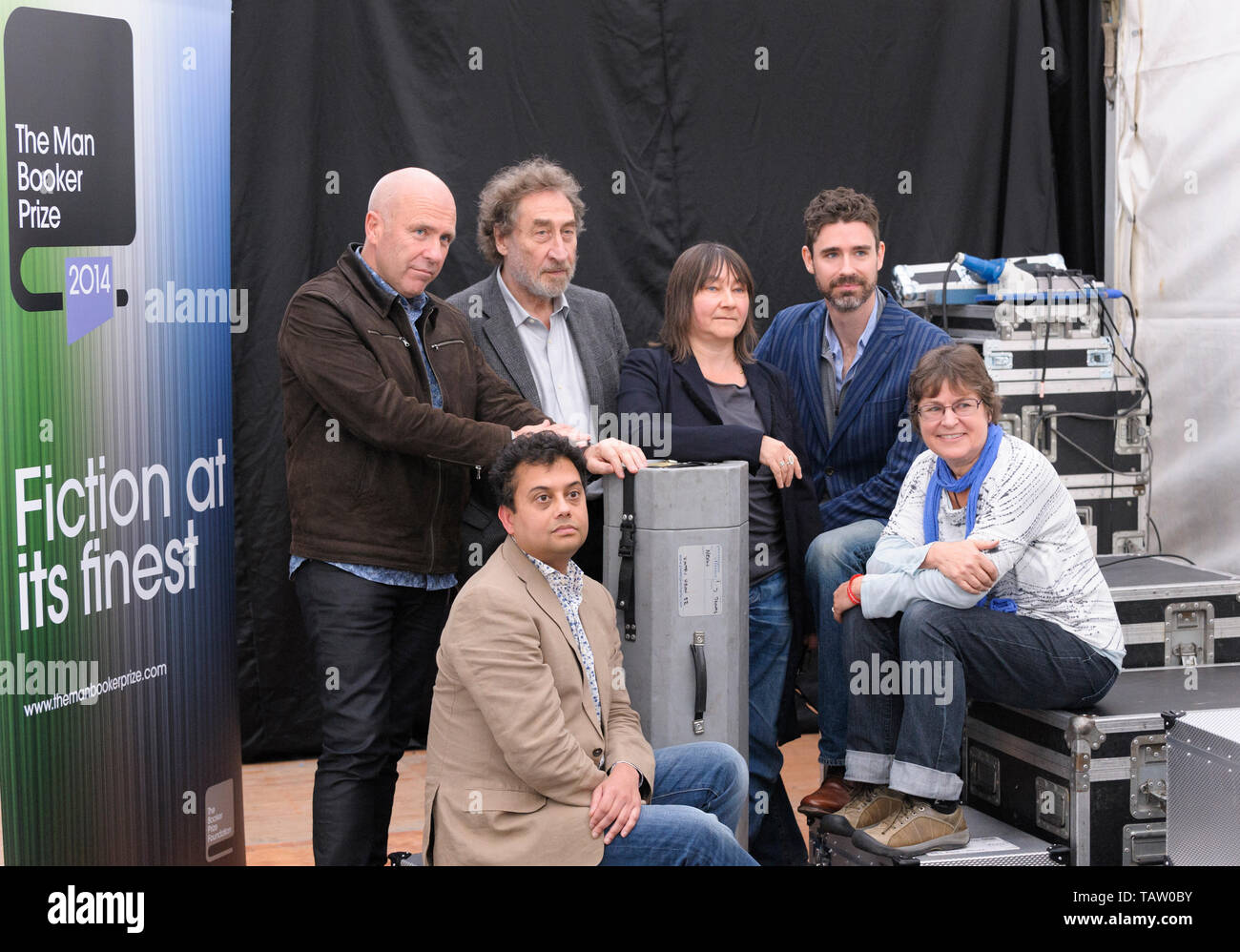 Die in die engere Wahl gekommenen Autoren für die 2014 Man Booker Prize für die Science Fiction Literatur beim Cheltenham Festival, 11. Oktober 2014. Stockfoto