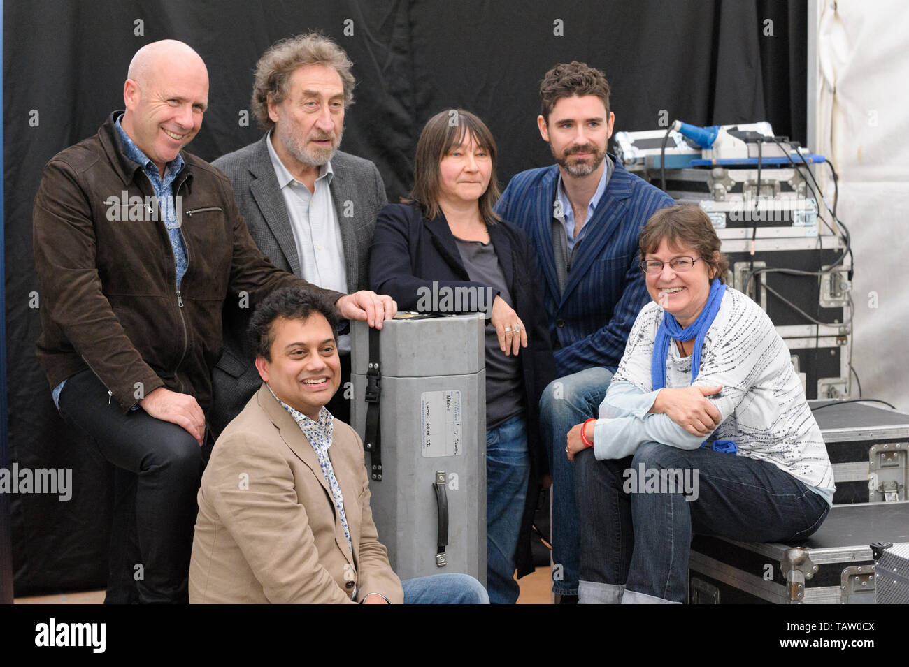 Die in die engere Wahl gekommenen Autoren für die 2014 Man Booker Prize für die Science Fiction Literatur beim Cheltenham Festival, 11. Oktober 2014. Stockfoto
