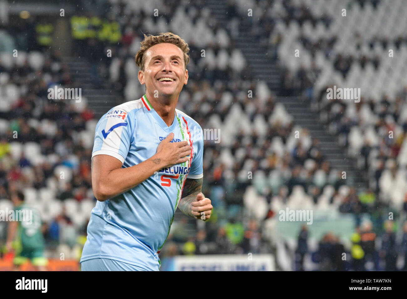 Turin, Italien. 28 Mai, 2019. Pintus während der "Partita del Cuore" Charity Match bei der Allianz Stadion gesehen. Campioni per la Ricerca gewinnen, die "Champions für Forschung' 3-2 gegen die 'Nationale italienische Sänger". Credit: SOPA Images Limited/Alamy leben Nachrichten Stockfoto