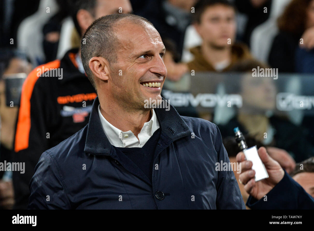 Turin, Italien. 28 Mai, 2019. Massimiliano Allegri während der "Partita del Cuore" Charity Match bei der Allianz Stadion gesehen. Campioni per la Ricerca gewinnen, die "Champions für Forschung' 3-2 gegen die 'Nationale italienische Sänger". Credit: SOPA Images Limited/Alamy leben Nachrichten Stockfoto