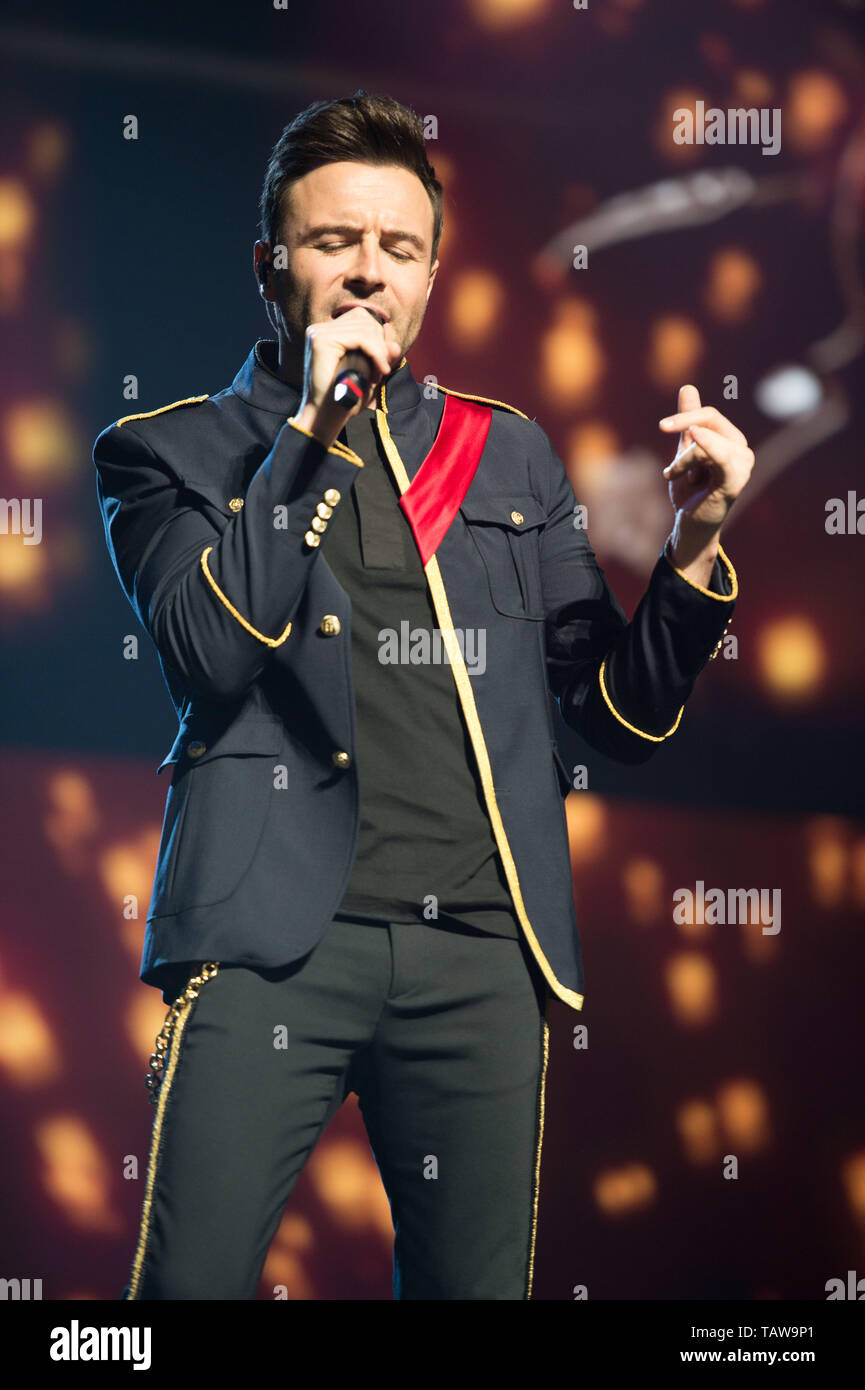 Glasgow, UK. 28. Mai 2019. Weltruf junge Band, Westlife, im Konzert an der Hydro-Arena in Glasgow während der zwanzig Tour". Im Bild: Shane Filan. Credit: Colin Fisher/Alamy leben Nachrichten Stockfoto