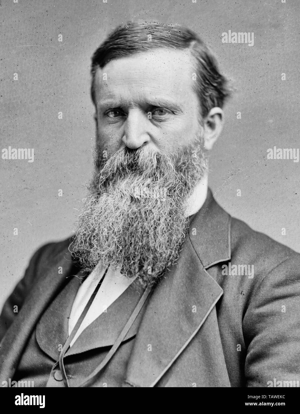 James Baird Weaver (Juni 12, 1833 - Februar 6, 1912) war ein US-Politiker und Mitglied des Repräsentantenhaus, Iowa vertritt als Mitglied des Greenback Partei. Er lief für Präsident zwei Mal auf Dritte Tickets im späten 19. Jahrhundert. Ein Gegner der Gold Standard- und nationalen Banken, er ist bekannt als der Präsidentenkandidat der populistischen Partei bei den Wahlen von 1892. Ca. 1875 Stockfoto