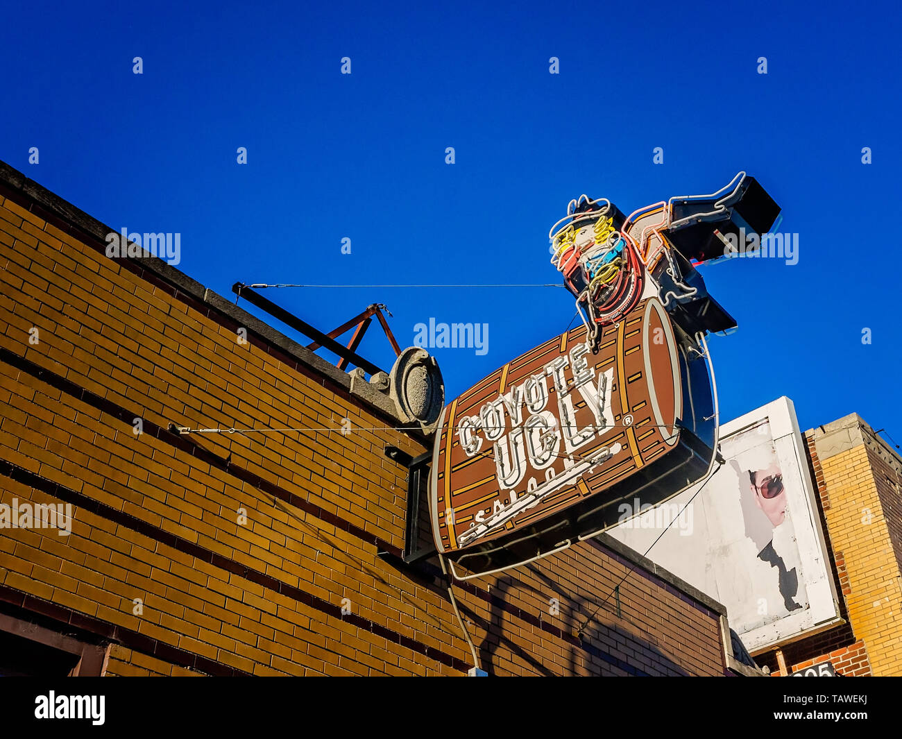 Ein Schild hängt außerhalb Coyote Ugly, Sept. 12, 2015 in Memphis, Tennessee. Stockfoto