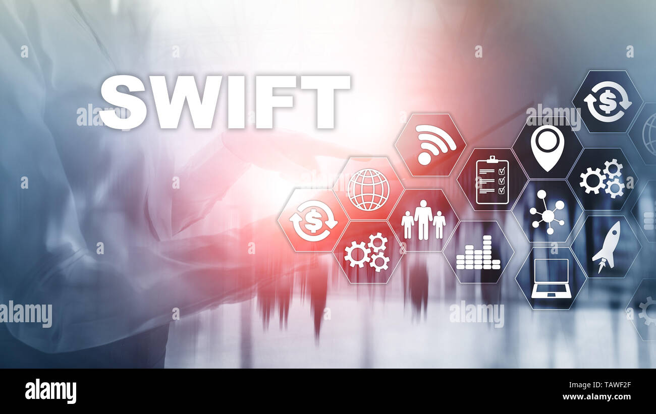 SWIFT. Gesellschaft für Worldwide Interbank Financial Telecommunications. Internationale Zahlungsmittel. Geschäft Hintergrund. Stockfoto