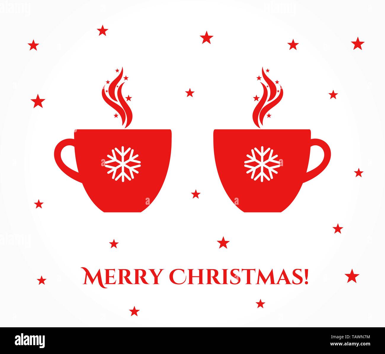 Zwei Weihnachten Tassen Kaffee oder heiße Schokolade. Vector Illustration Stock Vektor