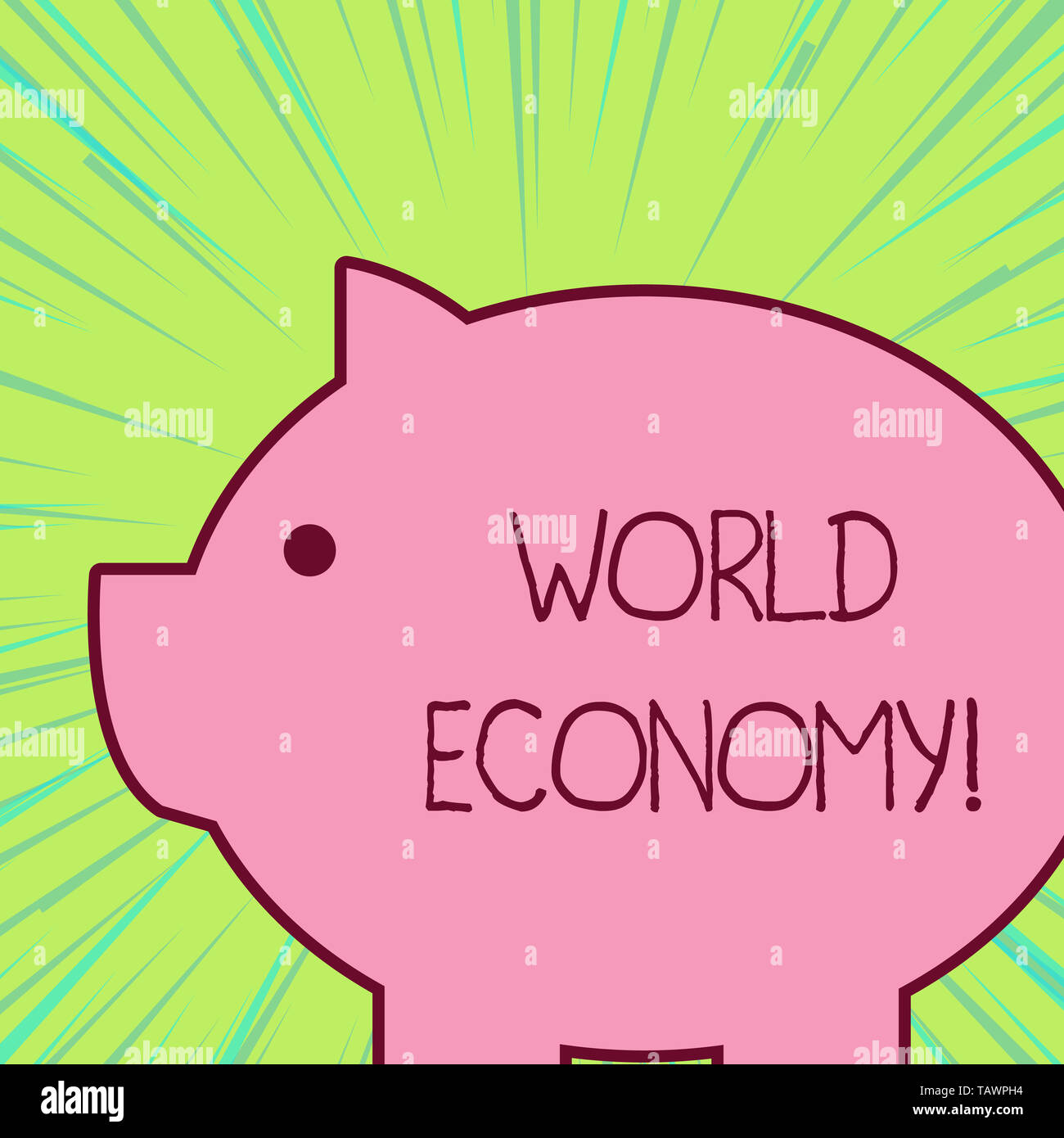 Konzeptionelle Handschrift, die Weltwirtschaft. Begriff Sinne Art und Weise, in der Länder Wirtschaft haben den aufstrebenden Betrieb Stockfoto