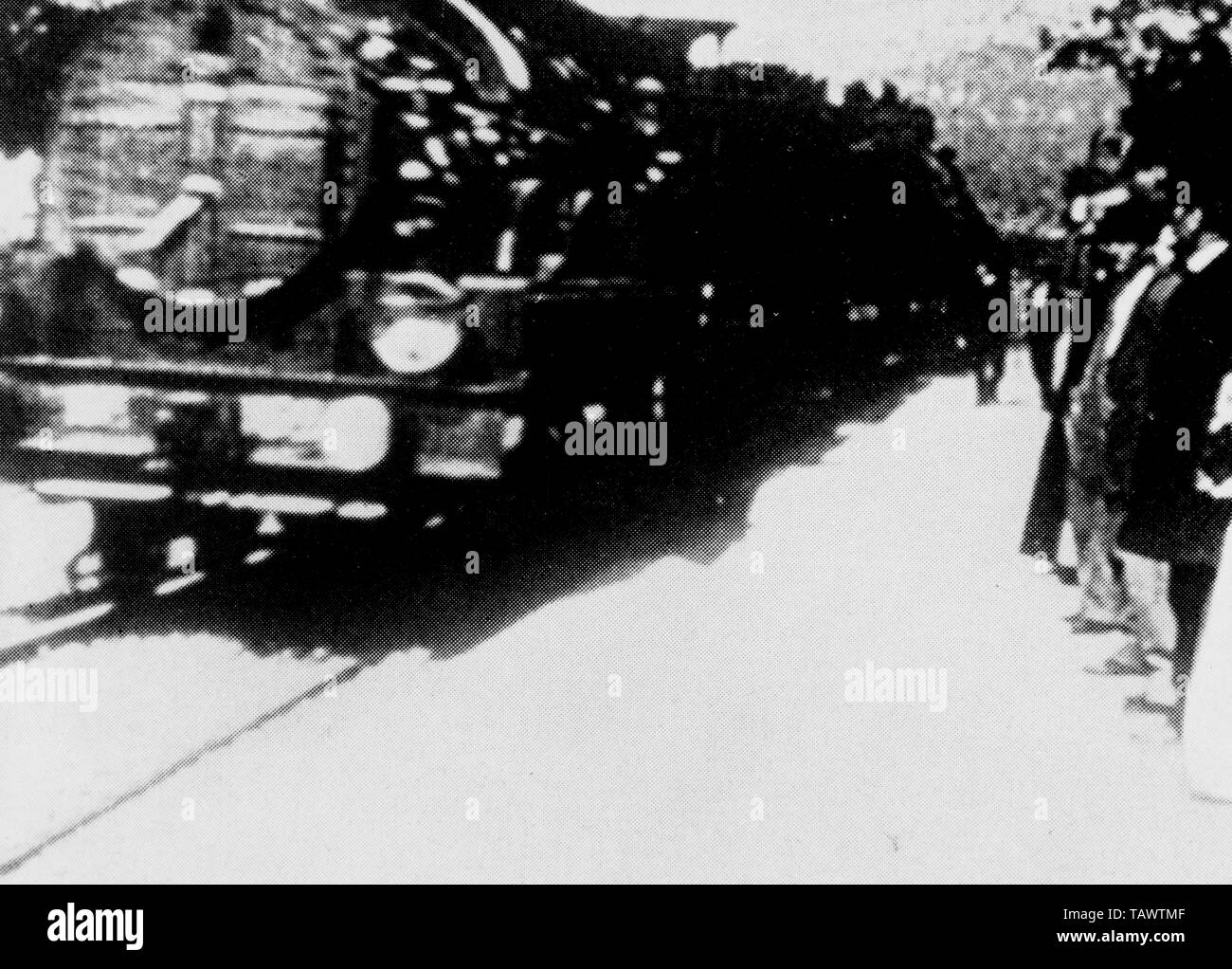 Die Ankunft eines Zuges im Bahnhof La Ciotat, Ankunft eines Zuges in La Ciotat, Eingang der e-Mail Zug, Zug Zug in eine Station, 1895 Französische kurz schwarz-weiße Stille Dokumentarfilm und von Auguste und Louis Lumière produziert Stockfoto