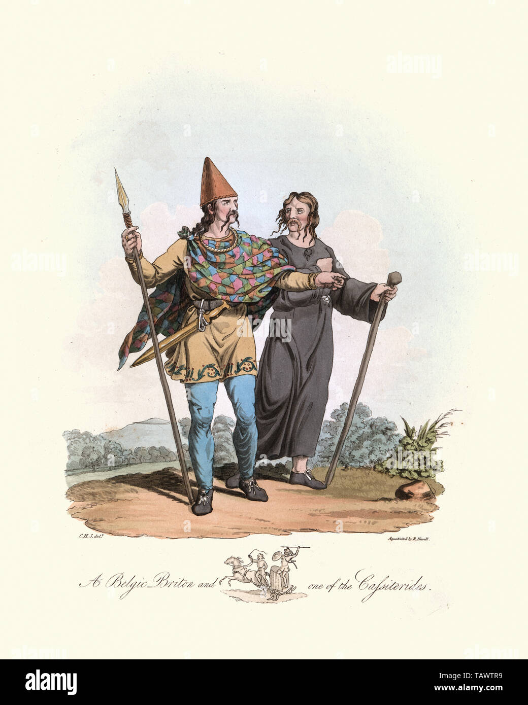 Begic Brite und eine der Cassiterides. 1815, das Kostüm der ursprünglichen Einwohner der Britischen Inseln, von MEYRICK, Samuel Rush und Smith Char Stockfoto