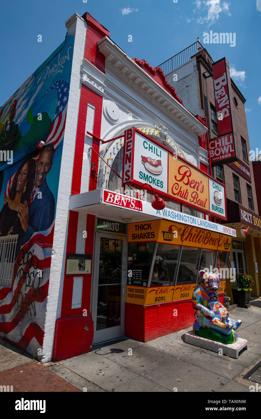 USA Washington DC Bens Chili Schüssel ein DC Landmark Restaurant auf der U Street Corridor berühmt für die Hälfte raucht und Chili Stockfoto