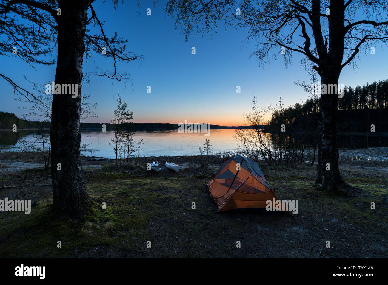 Camping im Nationalpark Kolovesi, Enonkoski, Finnland Stockfoto