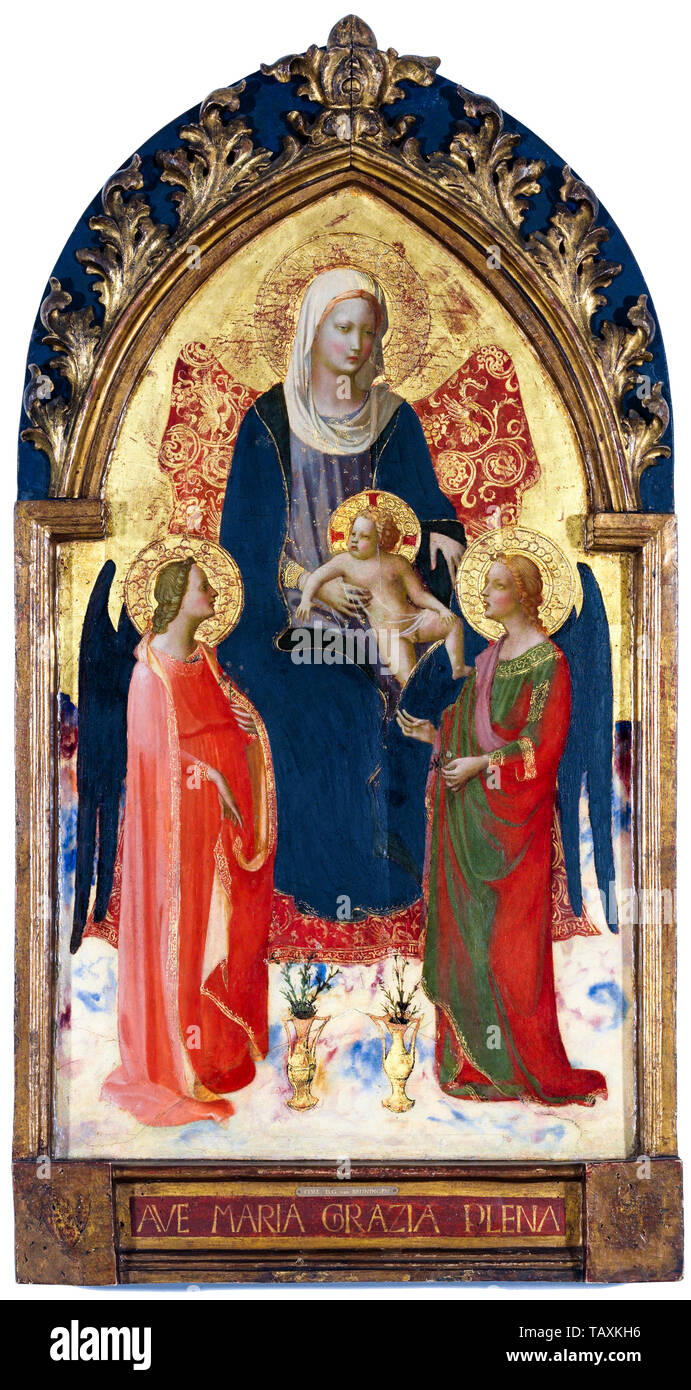 Fra Angelico, Madonna mit Kind und zwei Engeln, Malerei, 1420 Stockfoto