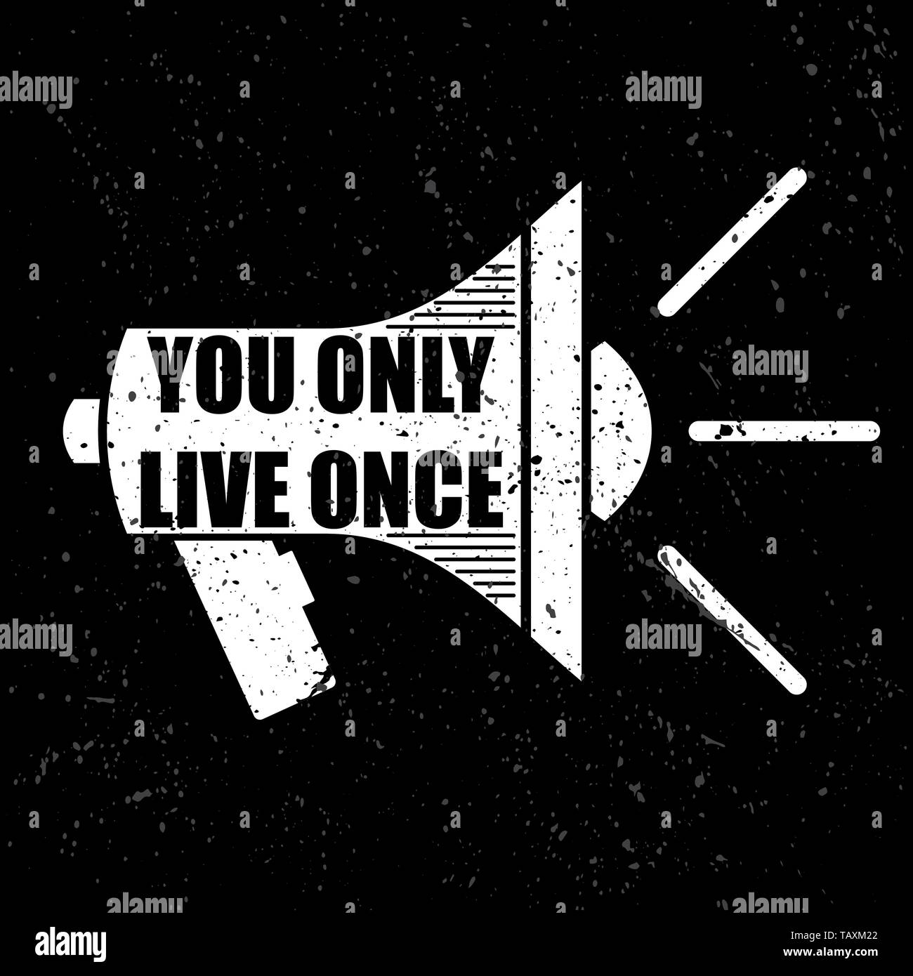 Weiß grunge Lautsprecher mit schwarzen Yolo promo Text Stock Vektor