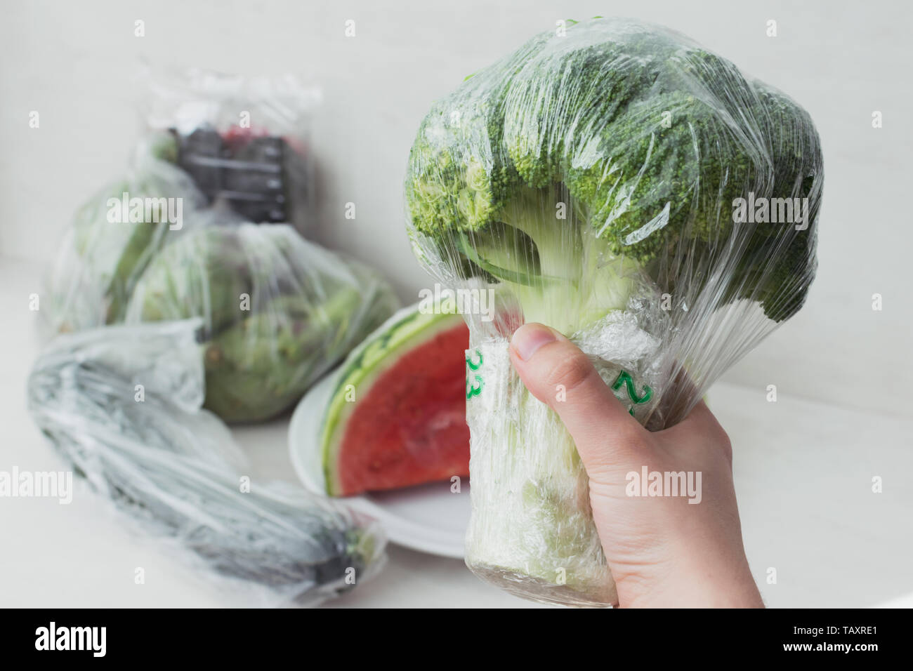Kunststoff - kostenfreies Obst und Gemüse Stockfoto
