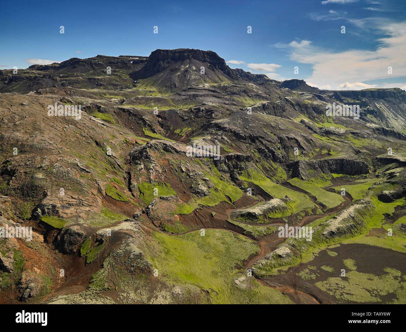 DJI árfarvegir Þjórsá Markarfljót Hengill Berg, Island Stockfoto