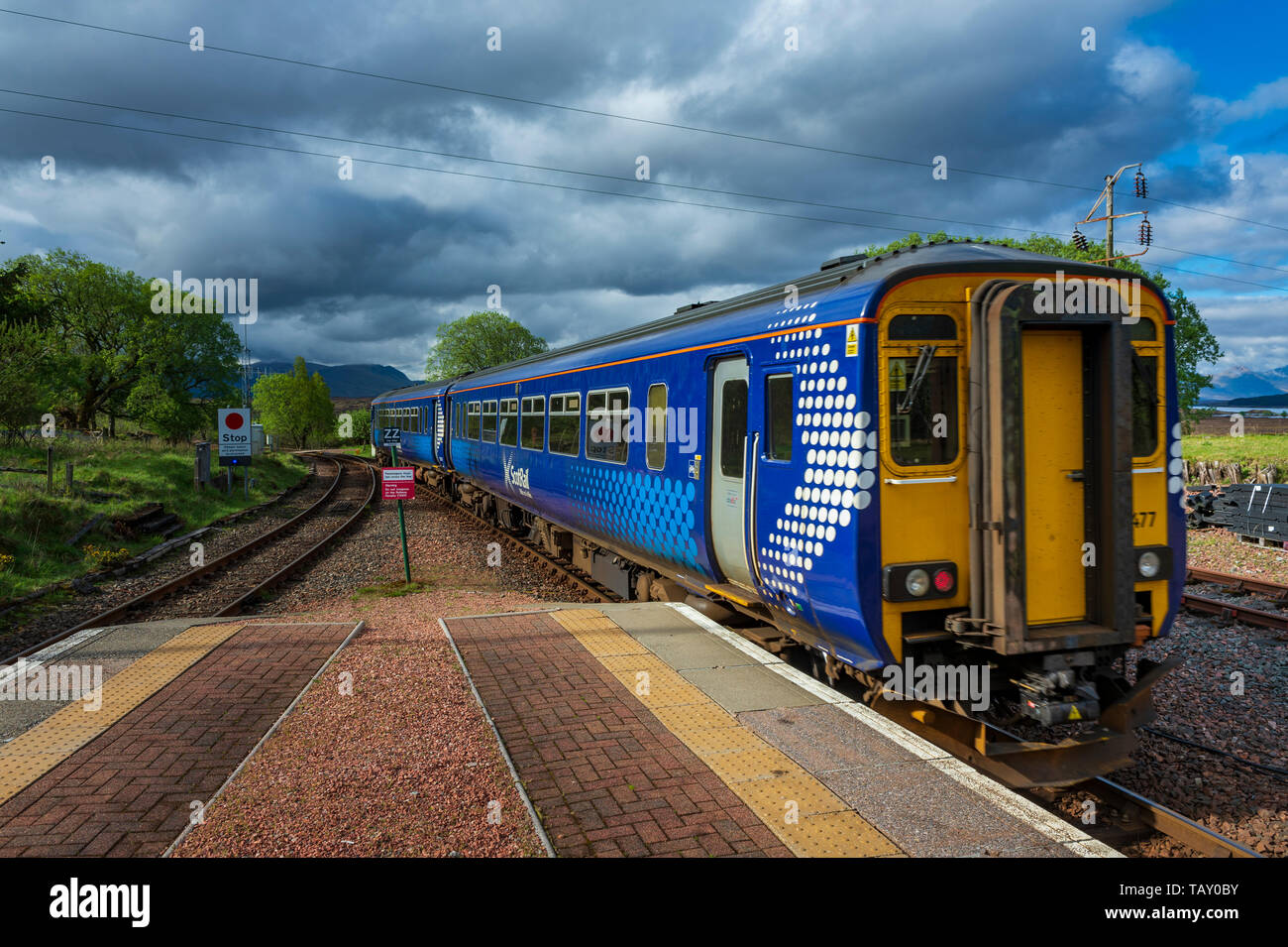 Rannoch Station, Perth und Kinross, Schottland, Vereinigtes Königreich - Eines der am weitesten entfernten Bahnhöfen in der Britischen Inseln am Rande des Rannoch Moor, Schottland Stockfoto